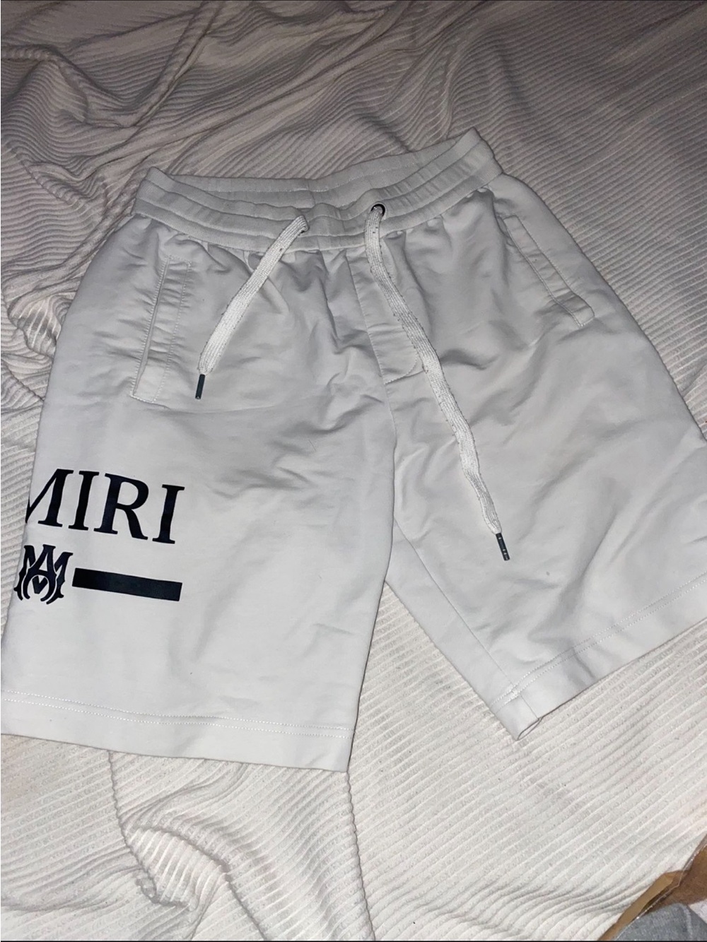 AMIRI White Athletic Drawstring Shorts with Black Logo